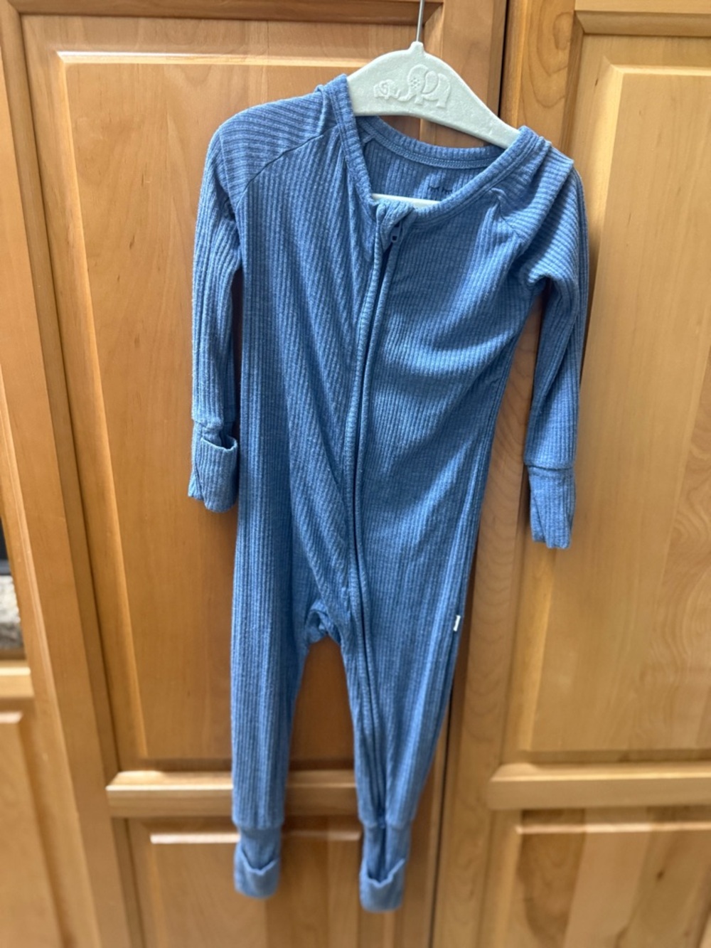 Little sleepies ribbed blue zippy